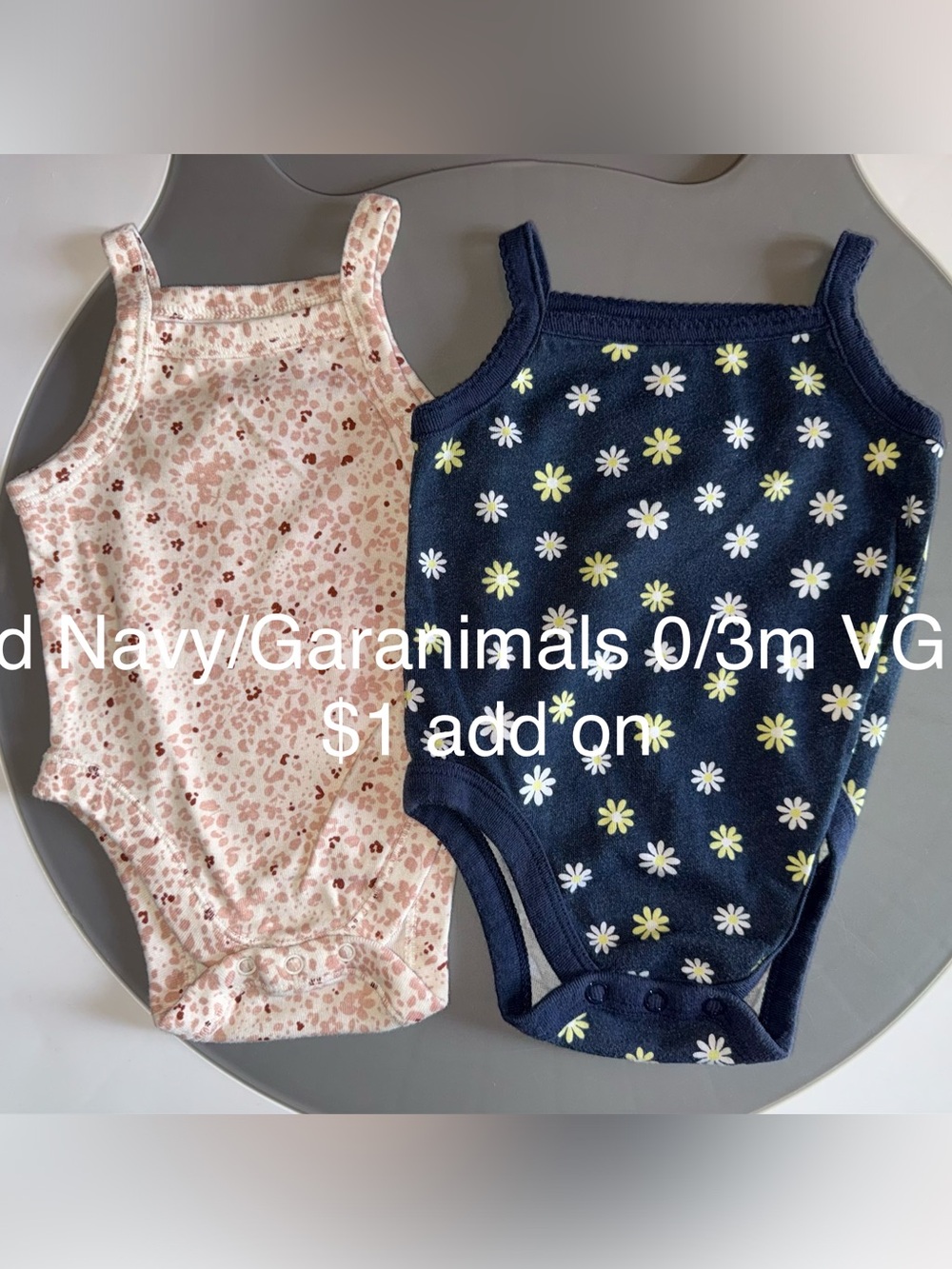 Old Navy Navy Daisy & Light Pink Floral Baby Girl One-Piece Tank Bodysuits